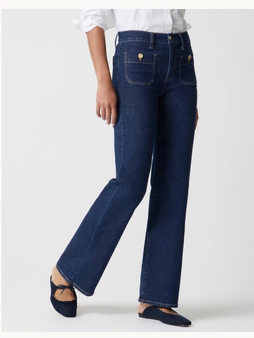 J. Crew Dark Blue Flared Sailor Wide-Leg Jeans